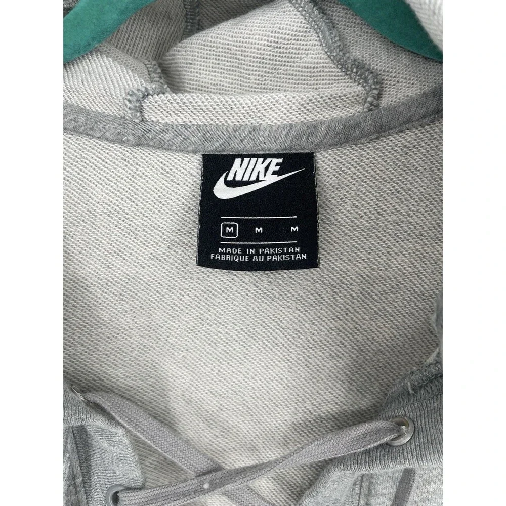 Nike Gray Pullover Lace Up Hooded Sweatshirt Hoodie Embroidered Medium